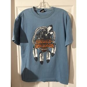 Harley Davidson Naples, FL Shirt Sz L Blue 2000s Wolf Dream Catcher